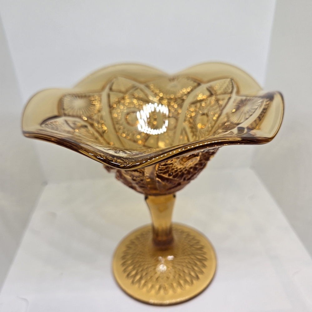 Vintage Amber Compote Dish